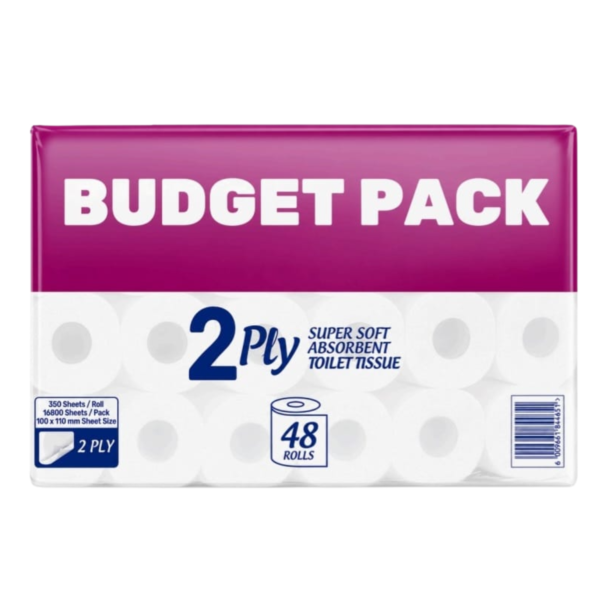 BUDGET PACK 2 PLY 48 ROLLS 350 SHEETS - Image 1